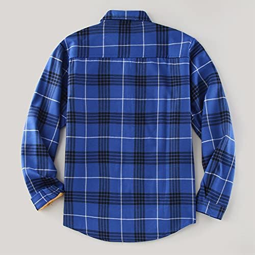 Zdfer verificou camisas para homens, manga comprida lã forrada no outono tops de inverno botão para baixo camisa casual de