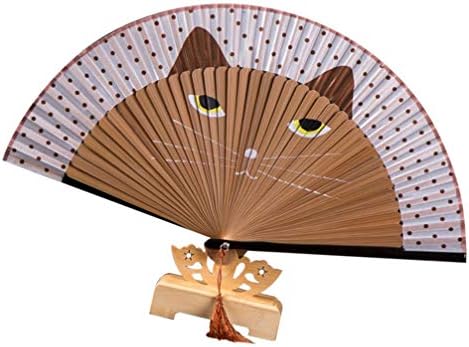Besportble Wedding Decor Tassel Tassel Fan para quarto Fan dobrável Fan de ventilador de canto do desenho animado Cat Fan Summer