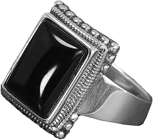 Lúcifer Morningstar Ring 925 Prata esterlina, anel de onyx preto para homens e mulheres