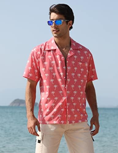 Camisetas aloha havaianas para homens com pacotes de botão casual de praia tropical floral