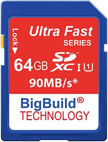 BigBuild Technology 64 GB Ultra Fast SDXC 90MB/S Memory Card Compatível com Canon PowerShot G1-X Mk-III, G3-X, G5-X, G5-X Mk-II,