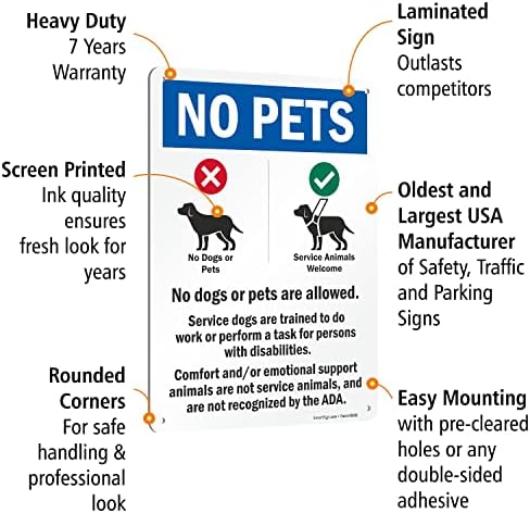 SmartSign 14 x 10 polegadas “Sem animais de estimação - não são permitidos cães ou animais de estimação, conforto/apoio emocional,