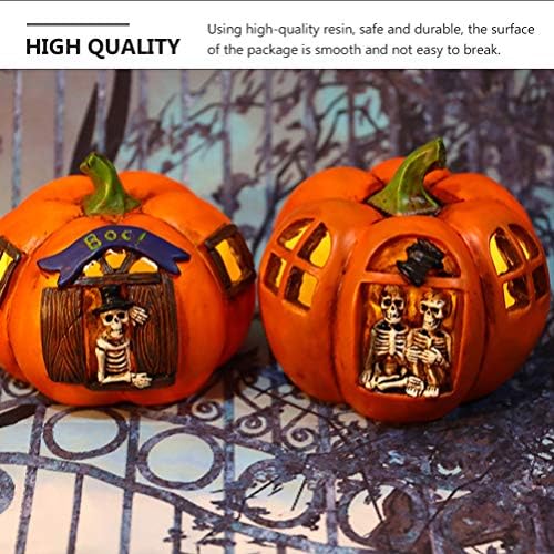 Toyandona Diy Ornament 1pcs Halloween Luz de abóbora, lâmpada de led de abóbora de Halloween resina para decoração de decoração