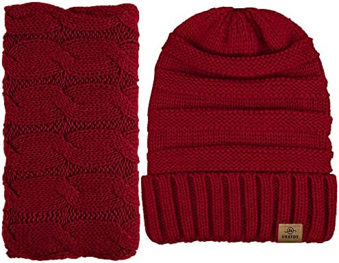 Uratot 5 peças serem aquecidos de inverno ao ar livre, incluindo lenço de lenço de malha Luvas de tela de toque de teto de