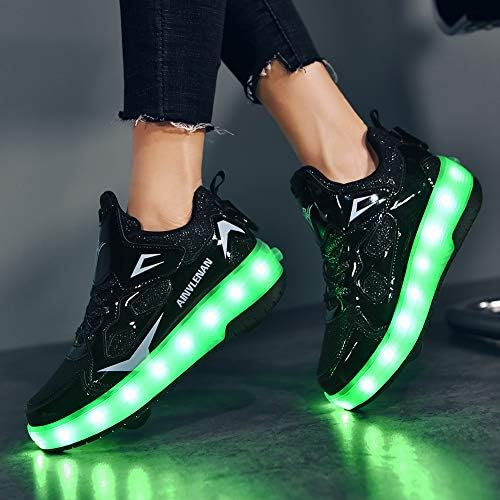 Ylllu Kids liderou os sapatos de skate de rolos de carregamento USB com sapatos de rodas com sapatos iluminados Roller Shoes