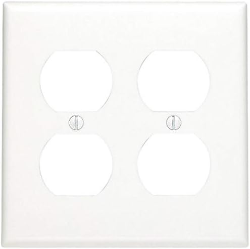 Leviton 80716-W 2-gang, 2-duplex, placa de nylon padrão, placa de parede, branca