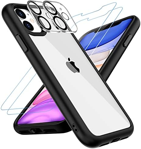 Rubia para iPhone 11 Caso limpo, com protetor de tela 2x + 2x Protetor de lente de câmera de vidro temperado, [não