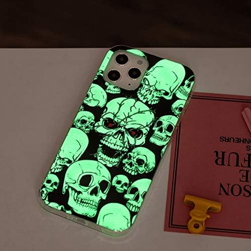 Luvi para iPhone 12/iPhone 12 Pro Case brilho no crânio escuro Noctilucent Darkness Tampa de proteção fluorescente Clear