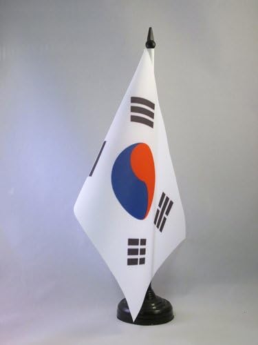 Bandeira da AZ Bandeira da Coréia do Sul Bandeira 5 '' x 8 '' - Bandeira da mesa sul -coreana 21 x 14 cm - Beck de plástico preto