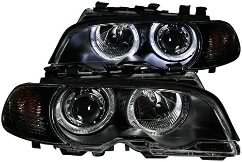 ANZO 121269 Faróis do projetor Black Clear Halo com luzes de canto para BMW 3 Série E46 2DR 00-03 / M3 01-04