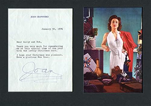 Atriz Joan Crawford Oscar Autograph, carta digitada assinada e montada