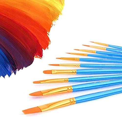 10pcs de pincel de cabelo de nylon conjunto para pintura acrílica Pintura aquarela de artigos de artigos de papelaria de materiais