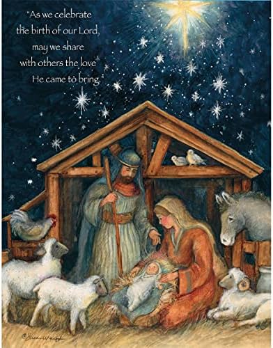 Lang Holy Family Cartões de Natal de Susan Winget, 18 cartões com 19 envelopes e belas obras de arte da natividade, perfeitas