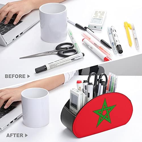 Marrocos Flag Remote Control titular PU couro remoto bandeja de cabeceira de cabeceira de mesa de mesa Caixa de caixa