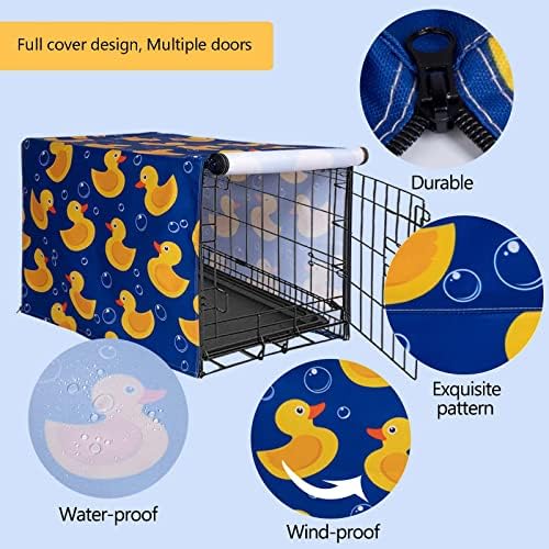 Kyku Duck Print Dog Crate Tampa de 24 polegadas de 24 polegadas Capa de canil pequena à prova d'água Provércia de vento