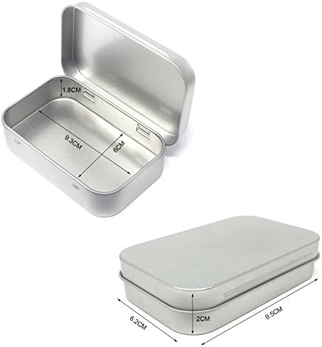 24 Pack metal retangular retangular vazio latas de caixa de caixas de caixa Mini Kit de armazenamento pequena portátil, organizador de casa, 3,75 por 2,45 por 0,8 polegadas de prata