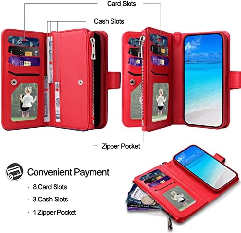 Jzases Case para iPhone XR, capa de carteira destacável de 2 em 1, capa de telefone de couro PU com porta -cartão para iPhone XR,