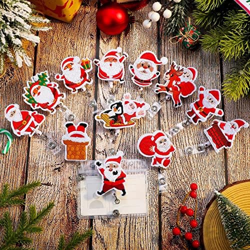 12 PCS Christmas Holiday Enfermeira Boleth de emblema com clipe Papai Noel Boletos de crachá retrátil Feel Christmas Belge Reel