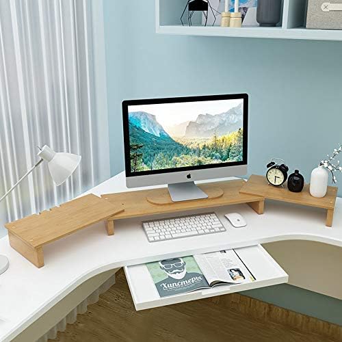 Conjunto de suporte do monitor de bambu Yumuo, tela de tela de monitor Riser Stand Stand Stand Stand Desk de Anexação de Anexo de