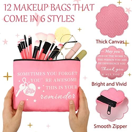 24 PCS funcionário agradecer presentes para mulheres garotas Apreciação de silicone Chave inspirador Bolsa de maquiagem Cosmética