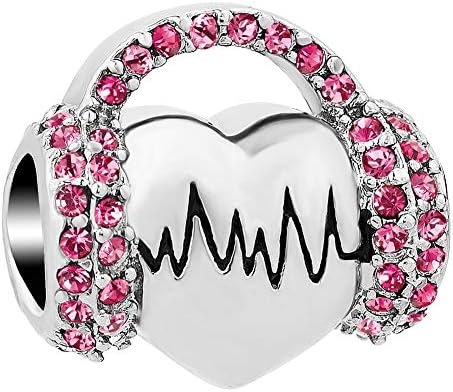 QueenCharms ouve o charme de charme de batimentos cardíacos para pulseiras para pulseiras