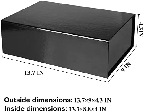 Aimyoo 5 Pacote caixas de presente magnéticas pretas com tampas 13.8x9x4.3, grande caixa de proposta de dama de honra, caixa