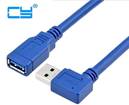 OCCUS - CABOS 100PCS/LOT Blue USB 3.0 Masculino a fêmea de 90 graus Adaptador de ângulo reto Conector de cabo de extensão para computadores