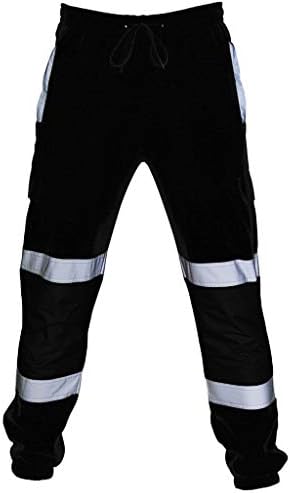 Wenkomg1 Pants de trabalho para homens, oi vis Vis Reflexive Neon Color Bottoms High Visibility Troushers for Men