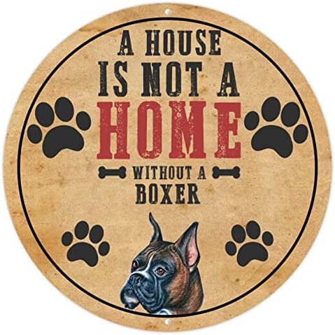 Uma casa não é uma casa sem um boxer circular engraçado cão de metal placa placa cabide de porta de estimação Poster de