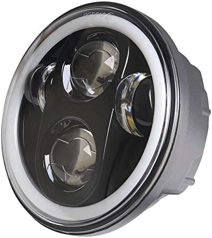 Pacote de faróis de motocicleta LED preta de 5,75 polegadas com halo de halo de halo branco DRL e caixa do farol de cromo