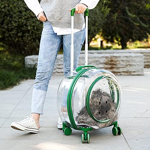 Bolsa de carrinho de animais de estimação de viagem ao ar livre, portátil e transparente, transportadora com rodas
