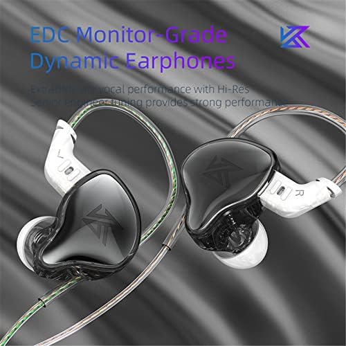 Earbudos Yinyoo KZ EDC conectados em fones de ouvido ouvido fones de ouvido com motorista dinâmico de 10 mm, cabo de plugue de