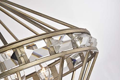 Armazém de Tiffany HM187/4As Mayne envelhecida Padrão geométrico de prata 4 Light Chandelier de metal, Mettalic