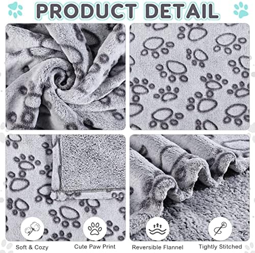 4 PCs Cobertores de animal de estimação cinza para filhotes de palha fofa impressão macia Cobertores de lã macios de cã