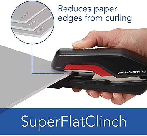 RAPID 5000599 Supremo S50 Superflatclinch Half Stripler de 50 folhas Capacidade de preto/vermelho