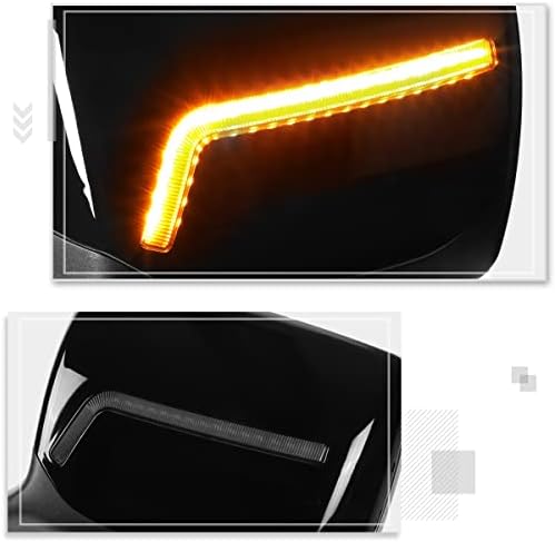 [2pcs] espelhos de exaustor de caminhão preto com sinal seqüencial de LED em forma de L compatível com 11-21 Peterbilt