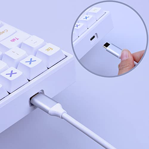 7Keys Cabo de teclado USB C em espiral com cordão de conector Aviator, Cabo de mangas duplas de manutenção dupla personalizada