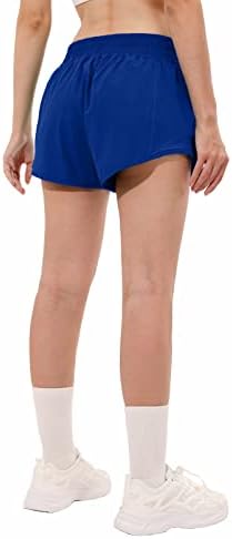 Shorts atléticos de cintura alta aurefin para mulheres, shorts de exercícios de tamanho feminino com revestimento