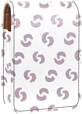 Mini maquiagem Oryuekan Saco de maquiagem com espelho, bolsa de embreagem Leatherette Lipstick Case, Modern Simple Pattern Purple White