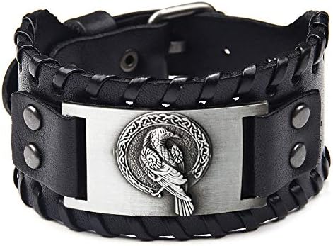 Turtledove Viking Bracelet Odin's Raven - Bracelets de animais Crow Animal de amuleto de mitologia nórdica - talismã escandinavo