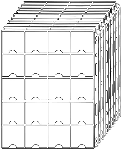 Páginas de bolso para moedas para 5x5 cm de moeda de moedas padrão coleta de moedas de 9 buracos 20 bolsos para a maioria dos tamanhos