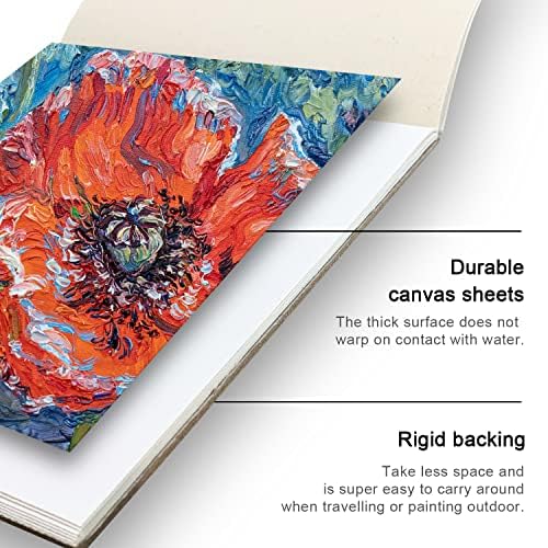 Aureuo Canvas Pad para pintar 10 folhas, 10 onças. - 8x10 polegadas, 1 pacote - Tripla cola preparada de papel de lona de algodão para óleo e suprimento de arte de tintas para óleo e acrílico para pintura de mídia mista