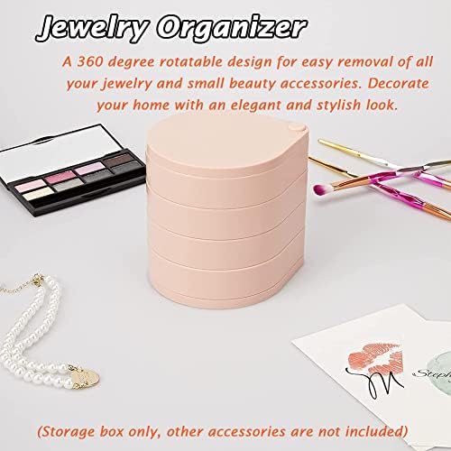 Akoak 1 Pack Jewelry Storage Box, 4 camadas de 360 ​​° de armazenamento cosmético rotativo, suporte para meninas, viagens