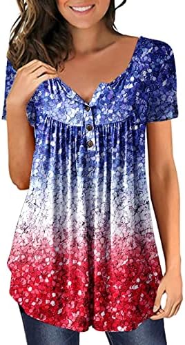 4 de julho Tunics for Women American Flag Tummy Hidding Camise