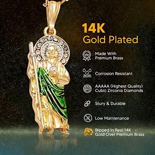 Saint Jude Colar 14K Gold Plated San Judas Oro Laminado San Judas Colar