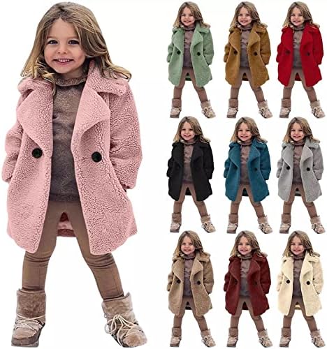 CQCYD Little Big Girls Criano Inverno Sherpa Casaco de lã de lã de lã de casaco grosso fora da roupa à prova de vento