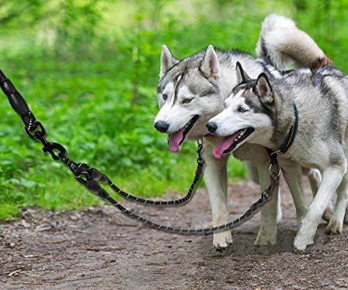 Taglory Double Dog Leash, coleira de cachorro duplo reflexivo, 360 giratório, sem emaranhado caminhando dupla coleira