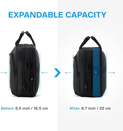 Bagsmart Saco de laptop de 17,3 polegadas, pasta expansível, bolsa de computadores homens mulheres, bolsa de ombro de laptop, bolsa de trabalho, escritório de viagem, bloqueio