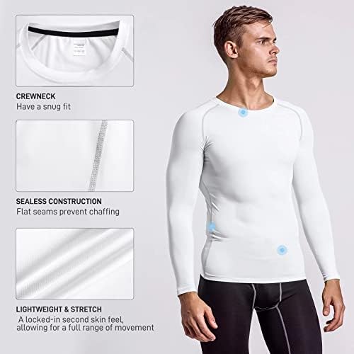 Camisas de compressão de tesuwel para homens camisas de treino de manga longa masculino upf 50+ em corrida camada de base de ciclismo,