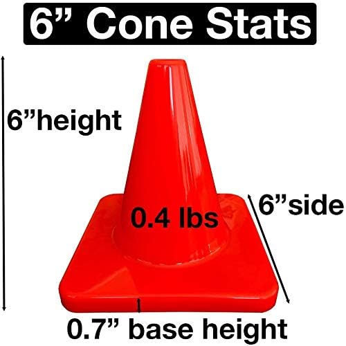 Cones de 6 pesados ​​e difíceis - não voam para longe no vento ou na rachadura/quebra - cones de treinamento LVL10 Pro
